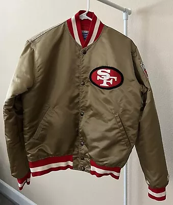 PRE-OWNED Vintage Adult SZ Medium STARTER San Francisco 49ers Gold Satin Jacket • $299.95