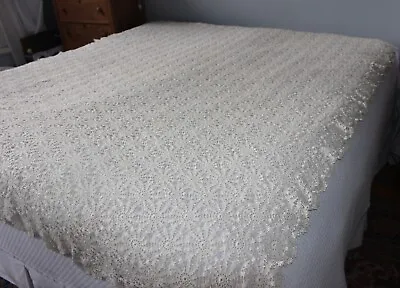 Vintage Hand Crocheted Bedspread • $49
