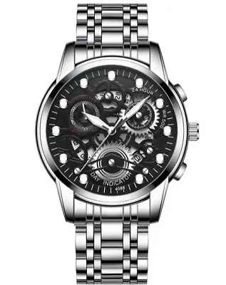 Men's Luxury Fashion Watch Calendar Analogue Quartz Hollow Stainless Steel 2023 • £17.99