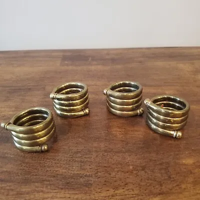 $9.50 • Buy Set Of 4 Vintage Brass Coiled Napkin Rings 2  India