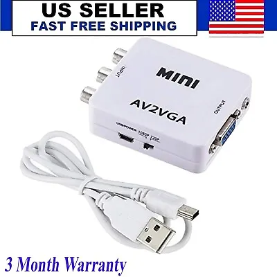 Mini HD AV To VGA Video 1080P Converter Box With 3.5mm Audio Compatible With ?PC • $8.20