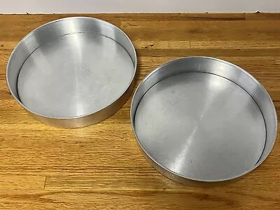 2 Vintage Mirro  Round Cake Pans 5398M Removable Bottom 9 3/8” X 1.5  Aluminum • $19.95