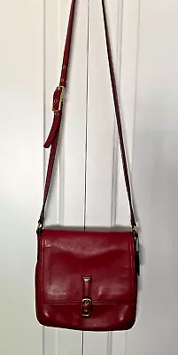 Vintage COACH Legacy RED Gloved Tanned LEATHER Flap CROSSBODY BAG Purse B33-9592 • $64.99