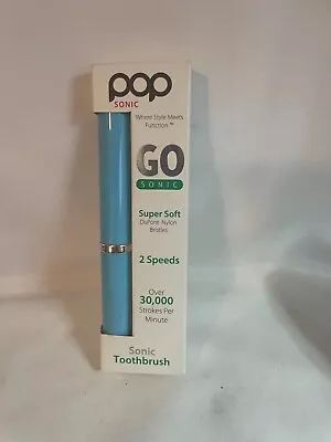 Pop Sonic Go Sonic Portable Toothbrush 2 Speeds 2 Minute Timer BLue Pastel NEW • $9.99