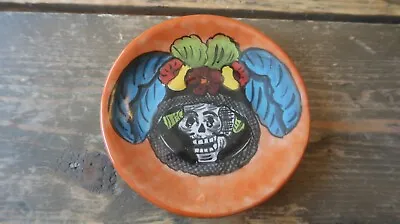Vintage Mexican Conquistador Skull Ring Holder Plate 4.5  • $20
