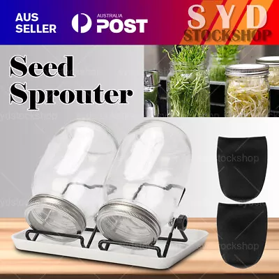 2Set Seed Sprouter Germination Cover Kit Sprouting Mason Jars With Stands & Lids • $20.99