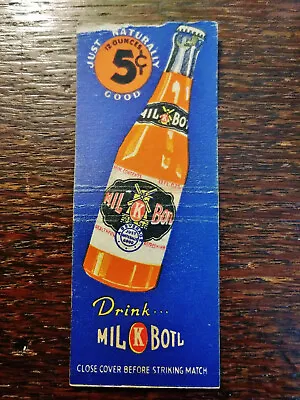 Vintage Matchcover: Drink Mil-K-Botl Milk Botl Mil-Kay Orange      R • $4.99