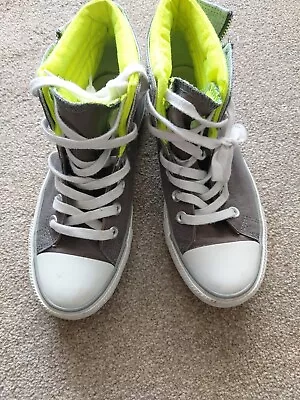 Ladies Converse All Star  Size 5.5 Grey Yellow Side Zip Good  Condition  • £8.50