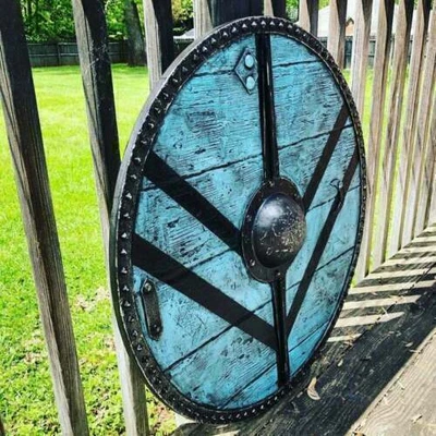 £98.41 • Buy Viking Round Shield Armor Templar Medieval Larp Warrior Wood & Steel Shield Gift
