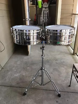 13-14 Lp TITO PUENTE Stainless Steel Timbales Vintage With Stand. • $350