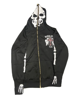 £11.50 • Buy Trashy Y2K Black Gothic Streetwear Relaxed Style Skull Hoodie In Mens Size XL.