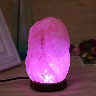 New Himalayan Rock Salt Lamp Natural Pink USB Crystal Auto Colour Changing Lamp • £7.98