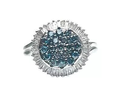 Estate Jewelry Collection WG Blue And White Diamond Ring (Authentic Pre-Owned) • $1295