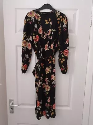 Matalan Papaya Dress. Size 8. Black Floral. Excellent Condition • £3.99