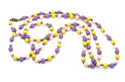 VTG Purple Bead Necklace 1970s Mardi Gras Colors Plastic Beads 52  Jewelry J714 • $4