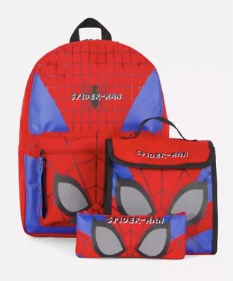 Childrens Kids Marvel Spiderman Back To School Backpack Rucksack Book Lunch Bag • £17.98