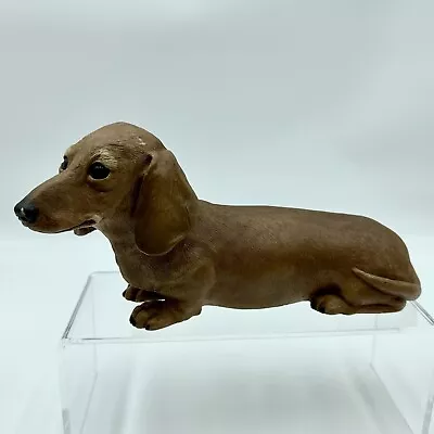 Sandra Brue 1983 Sandicast Dachshund Brown Dog Figurine/Sculpture 10  - Signed • $35