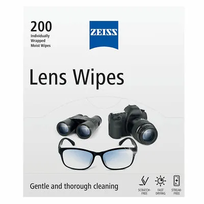 £15.49 • Buy ZEISS Optical Lens Cleaning Wipes For Glasses Camera Screens Laptop Pack Of 200