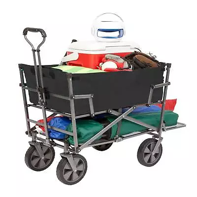 Mac Sports Heavy Duty Steel Double Decker Collapsible Wagon Black (Open Box) • $128.81