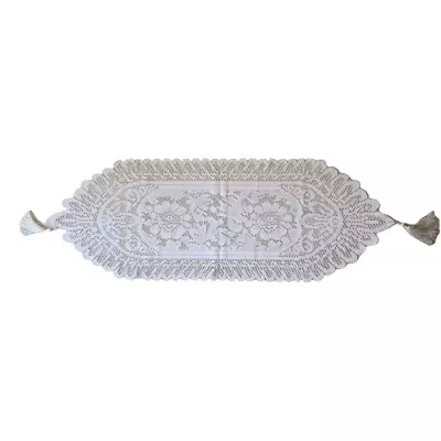 White Lace Crochet Table Runner 13 X 36 Inches • $13.95