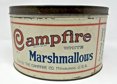 Antique Campfire Marshmallows Advertising Tin - Large 5lb 10  Inch Milwaukee • $225