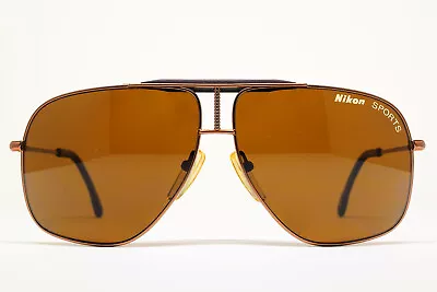 NOS Vintage Nikon SPORTS SP 3883 Brown Aviator Shooting Style Sunglasses 62-11 • $100