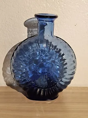 Vintage Blue Pressed Glass Bottle Eagle Crest • $15.99