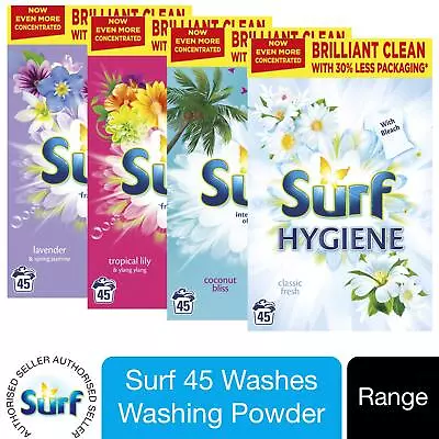 2x Or 4x Of 45W Surf Fragrance Release Laundry Powder With 20% Perfume 2.25kg • £15.49