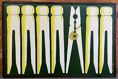 Vintage 1970s Clothespin Painting Modern Pop Art Wall Hanging Signed Sullentrup • $1250