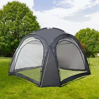 Grey Outdoor Dome Gazebo With Four Sides 3.5m X 3.5m Tent Shelter Camping • £70.95