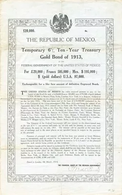 Double White Dove - Republic Of Mexico - 20000 Bond - Mexican Stocks & Bonds • $211090