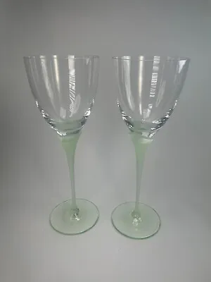 Mikasa Classic Flair Frosted Winter Green Water Goblet Glass Set Of 2 Rare C68 • $89.99