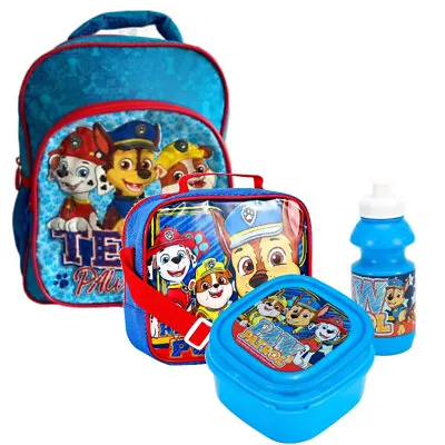 £17.95 • Buy 4pc Boys Blue 'Paw Patrol' Sandwich Lunch Bag Box & School Backpack Set