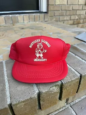 Vintage Northern Illinois University Huskies Snapback Trucker Hat Red • $27.95