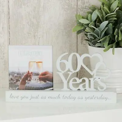 £9.99 • Buy Anniversary Photo Frame 4 X 4 Diamond Wedding 60 Years Mantel Picture Gift