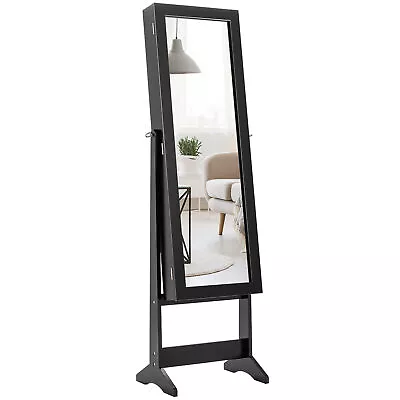 Vanity Mirror Tilting Jewelry Cabinet Organizer Storage Box Black • $89.99