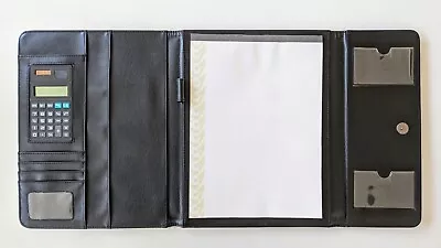 A4 Folder Folio Office Document Organiser Meeting ID Business PU Leather - Black • £8