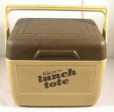 Vintage GOTT Lunch Tote Tan & Brown Cooler Model 1806 6 Pack USA Made • $8
