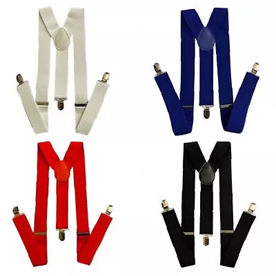 35mm Wide Men's Elasticated Suspenders Clip On Trouser Adjustable Fancy Braces • £3.23