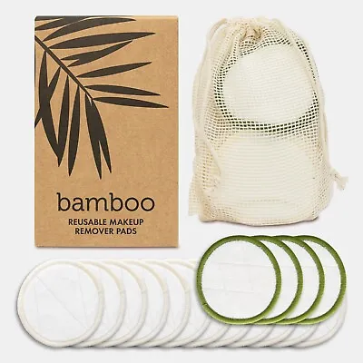 Washable Bamboo Make Up Remover Pads Pack Of 16 With Laundry Bag - Eco Friendly • £4.95