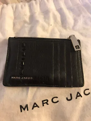 $70 • Buy Marc Jacobs Black Rhinestone Keychain Leather Multi Logo Zip Wallet Coin Card