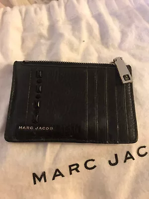 $70 • Buy Marc Jacobs Black Rhinestone Keychain Leather Multi Logo Zip Wallet Coin Card