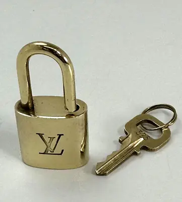 LOUIS VUITTON PadLock Lock & Key Brass Gold Authentic Number Random JP Used • $29.99