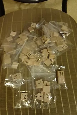 Scrabble Tiles Wood Single Tiles With Black Engrave Lettering Orig From Game • $1