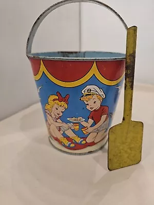 Vintage Ohio Art Tin Pail Bucket Beach With Shovel S1 • $55.20