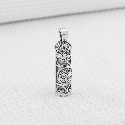 £19.77 • Buy 925K Silver Cylinder Taweez Talisman Stash Vial Prayer Box Tube Pendant #06