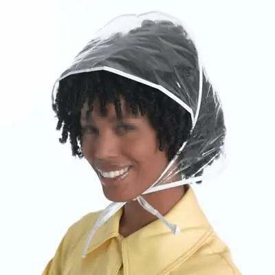 4 Pcs Rain Hat Plastic Bonnet Protect Hairstyle For Women And Lady Clear White • £3.60