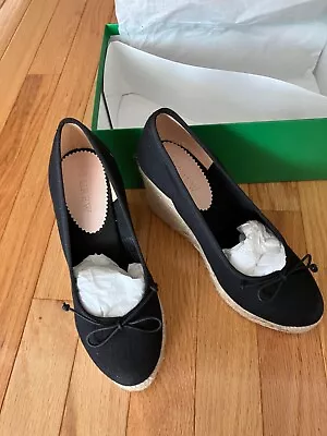 J.Crew Size 6 Seville Espadrille Black Canvas Wedges New In Box • $24.99