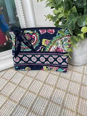 Vera Bradley Petal Paisley Coin Purse Zip Closure Navy NEW • $10.99