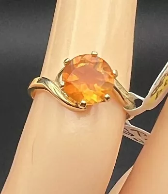 Mexican Fire Opal And 14K Yellow Gold Ring Faceted 1.10ct    Sz 6.75 • £140.62